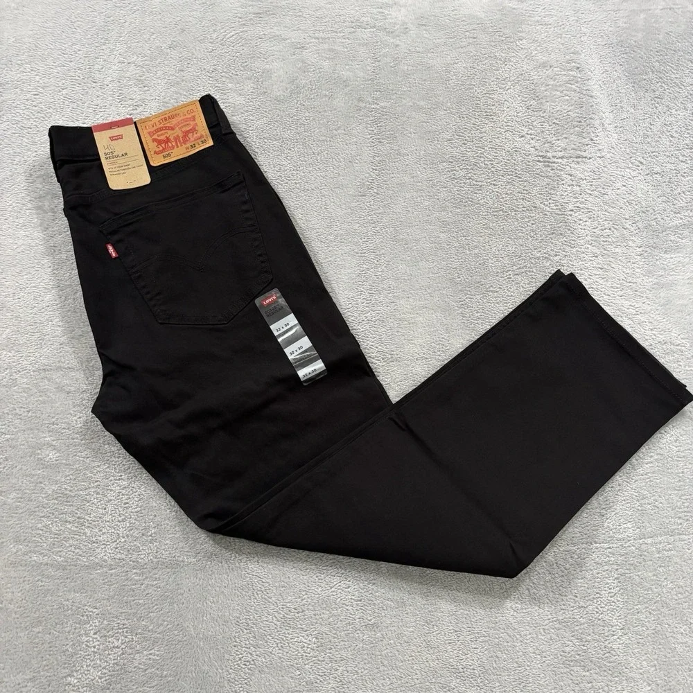 Levi's 505 Jeans Mens 32x30 Straight Mid Rise Premium Soft Twill Normcore Black